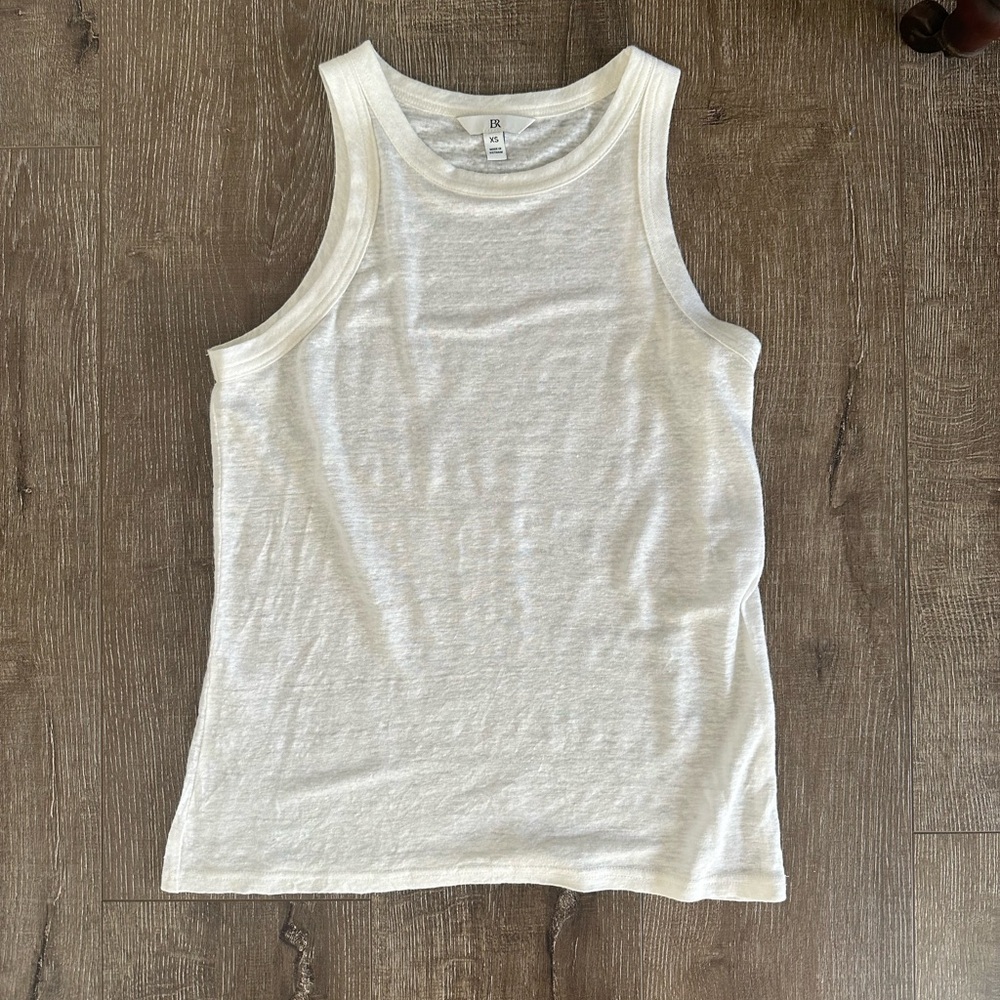 Banana Republic Linen Cutaway Tank XS White